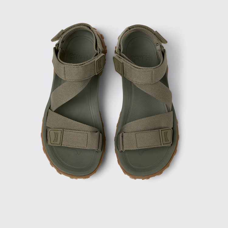 Overhead view of Drift Trail Sandal Green Recycled PET Sandals for Men.