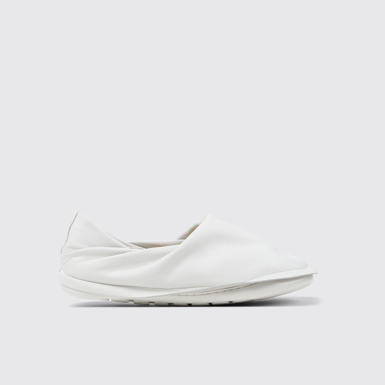 Side view of Camper x ISSEY MIYAKE - Peu Form White Leather Men's Shoes.
