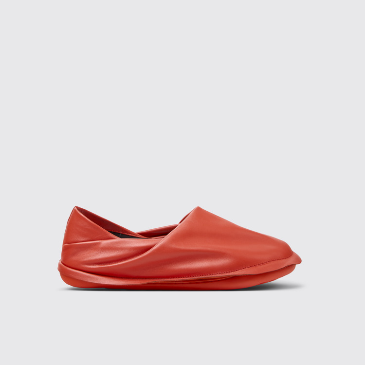 Side view of Camper x ISSEY MIYAKE - Peu Form Red Leather Men's Shoes.