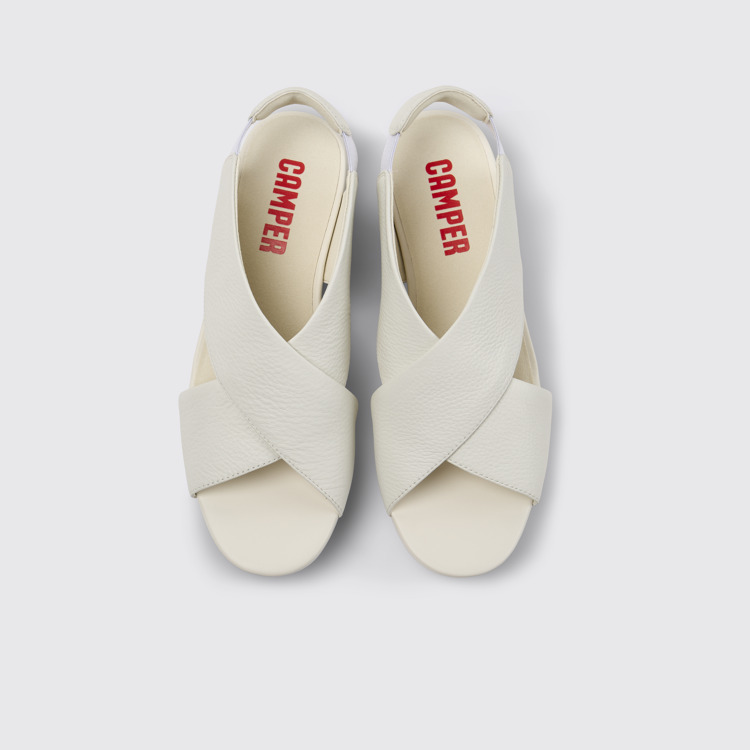 Overhead view of Balloon White leather sandals for women