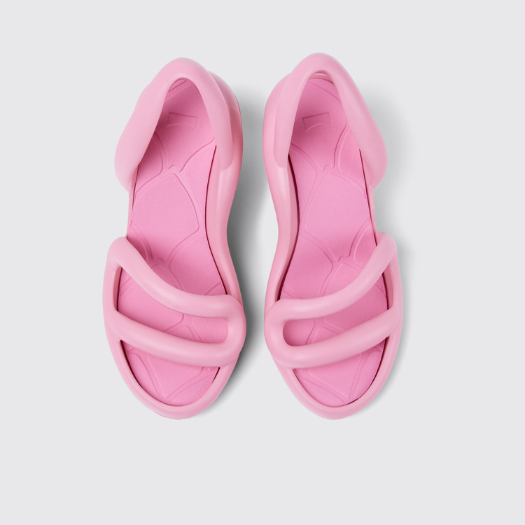 Overhead view of Kobarah Pink unisex sandal