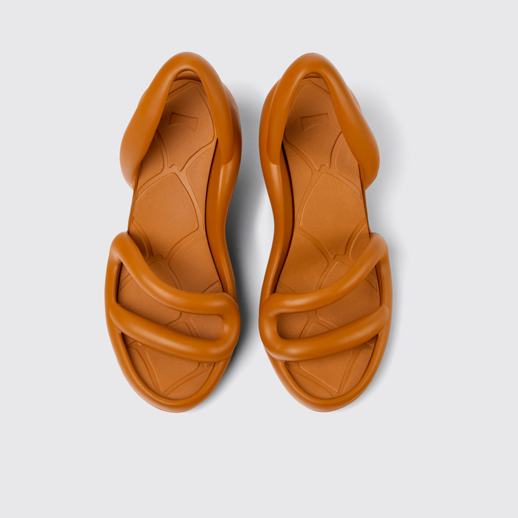 Overhead view of Kobarah Brown unisex sandal