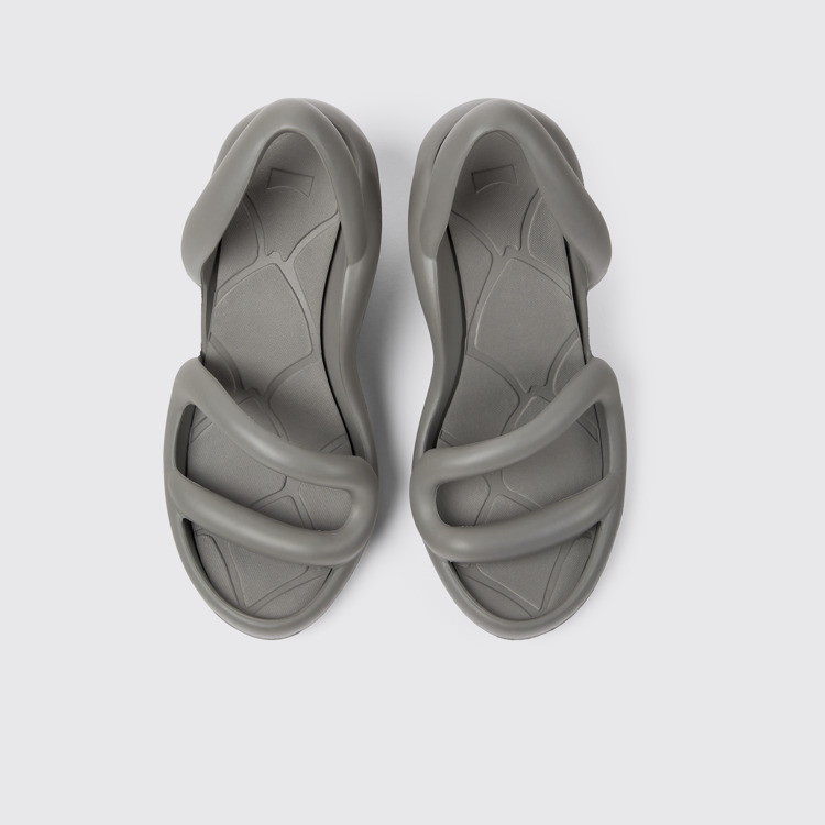 Overhead view of Kobarah Grey unisex sandals