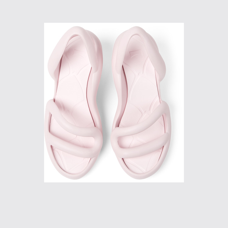 Overhead view of Kobarah Pastel Pink unisex sandals