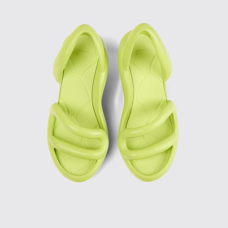 Overhead view of Kobarah Lime unisex sandals