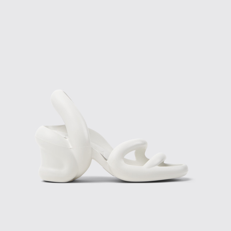 Side view of Kobarah White Upper Sandals for Women.