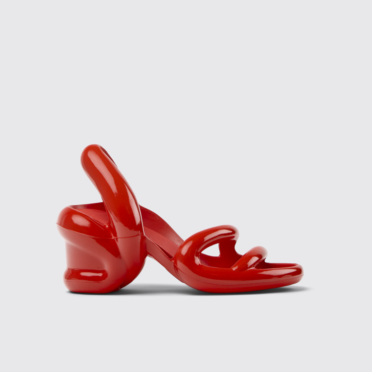 Side view of Kobarah Red Textile Sandals for Women.