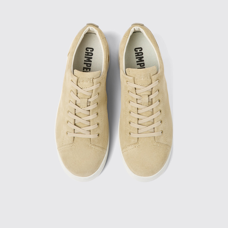 Overhead view of Runner Up Beige Nubuck Women's Sneakers.