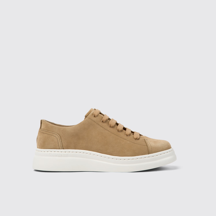 Side view of Runner Up Brown Nubuck Sneaker for Women