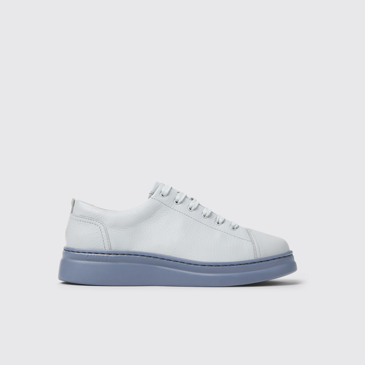 Side view of Runner Up Gray Leather Sneaker for Women