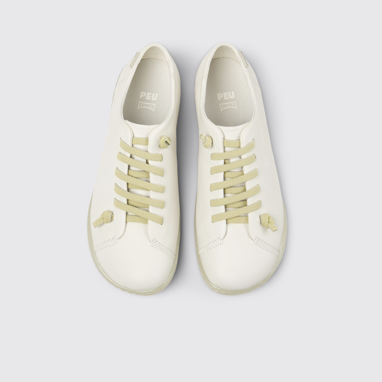 Overhead view of Peu White leather shoes for women