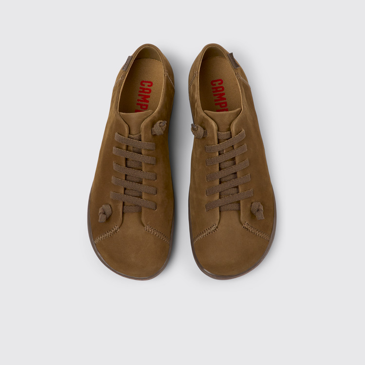 Overhead view of Peu Brown nubuck shoes for women