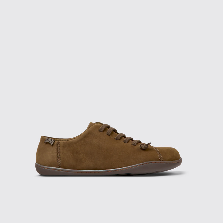 Side view of Peu Brown nubuck shoes for women