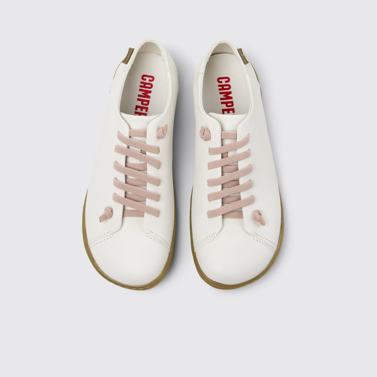 มุมมองด้านบนของ Peu White Leather Women's Shoe.