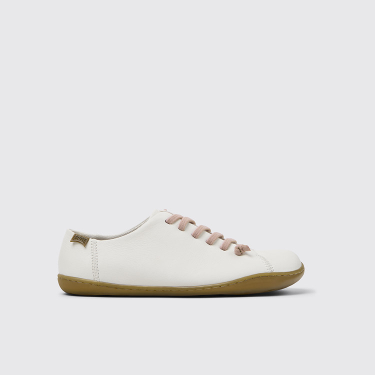 มุมมองด้านข้างของ Peu White Leather Women's Shoe.