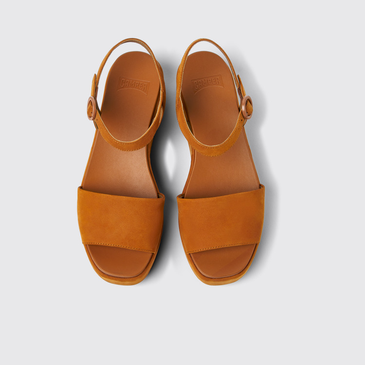 Overhead view of Misia Brown nubuck sandals for women