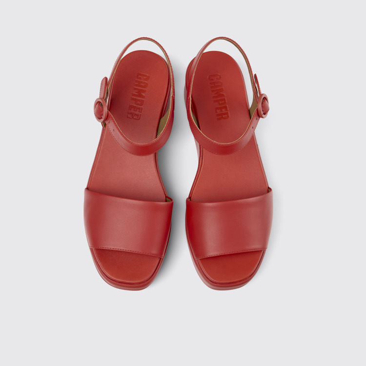 Overhead view of Misia Red Leather 2-Strap Sandal for Women