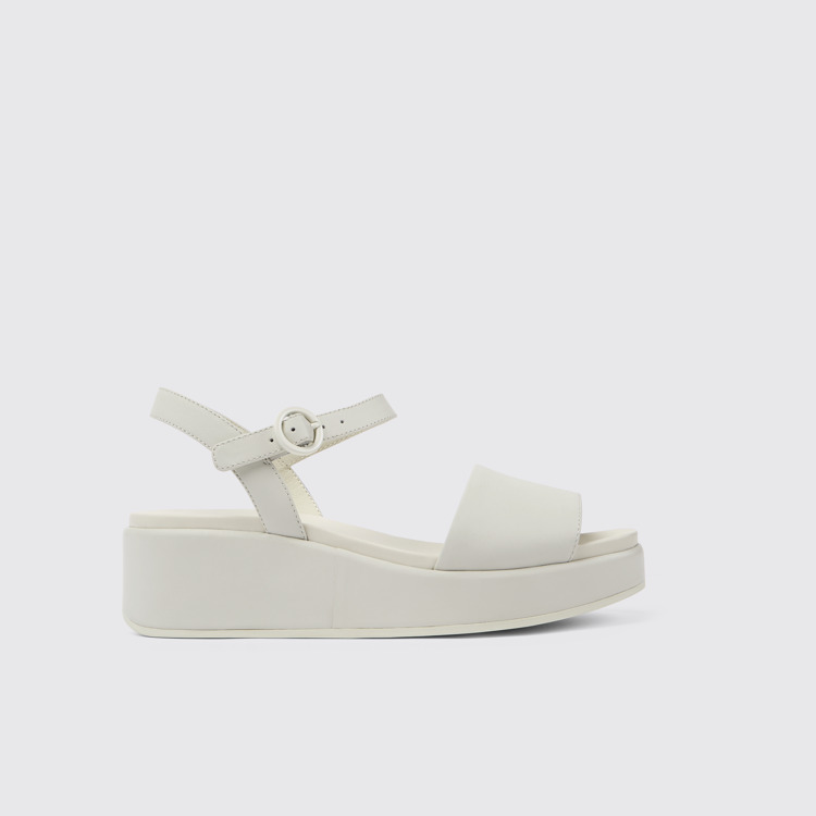 Side view of Misia White Leather 2-Strap Sandal for Women