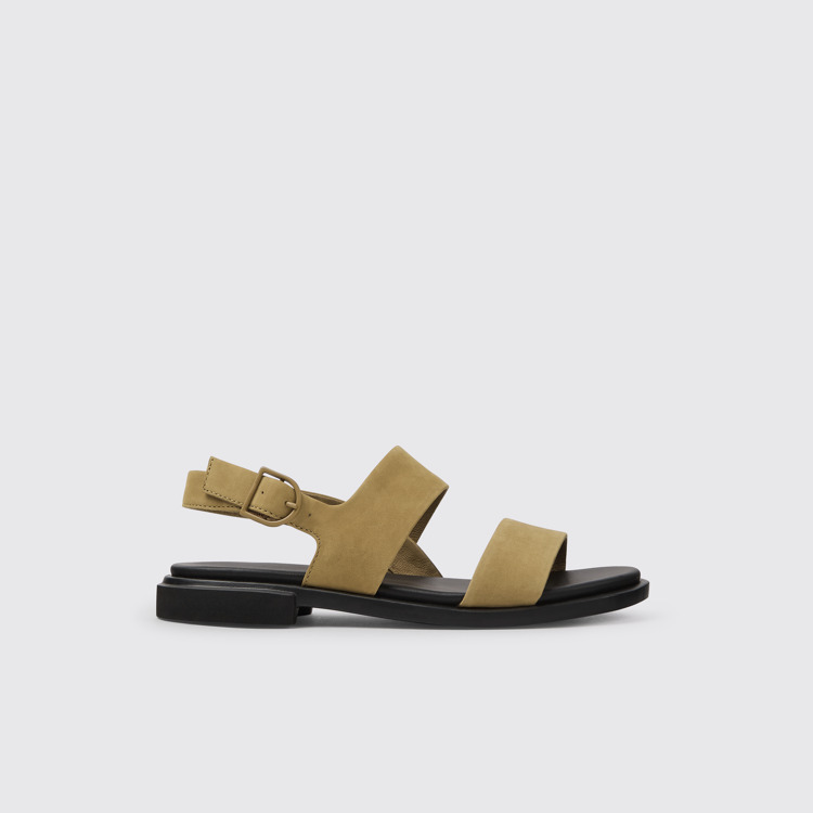 Side view of Edy Brown leather sandals for women