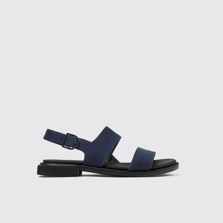 Side view of Edy Blue Nubuck Sandal for Women