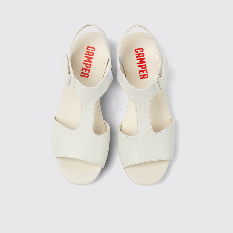 Overhead view of Balloon White leather sandals for women