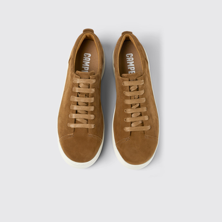 Overhead view of Runner Up Brown nubuck sneakers for women