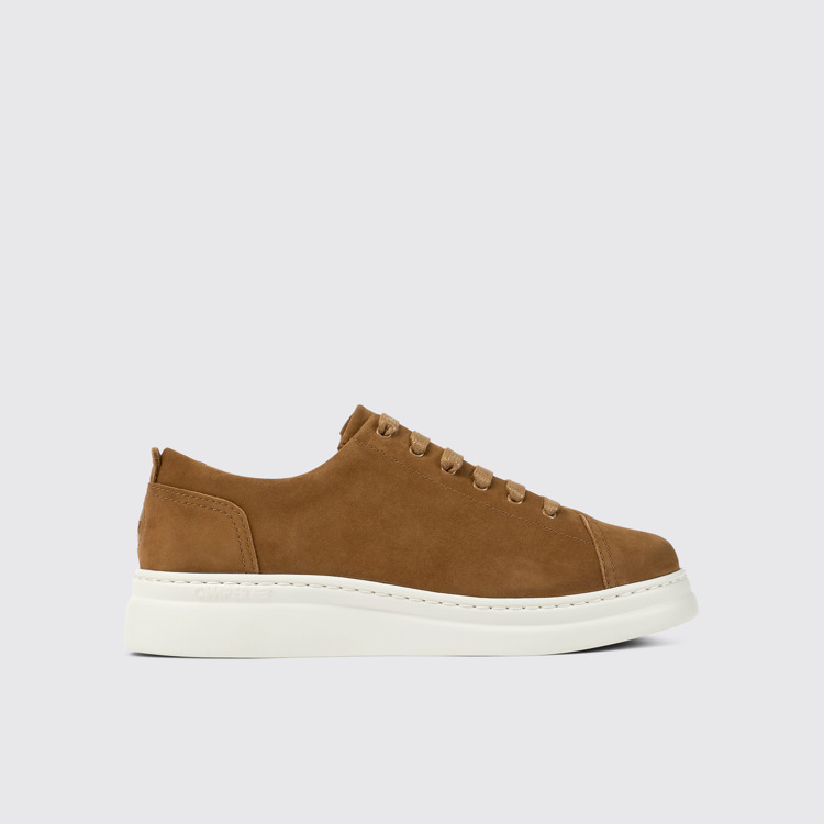 Side view of Runner Up Brown nubuck sneakers for women