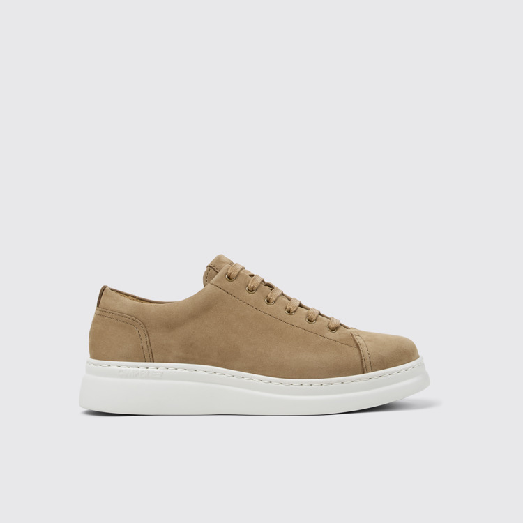 Side view of Runner Up Brown Nubuck Sneaker for Women