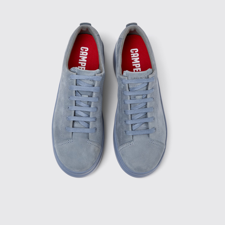 Overhead view of Runner Up Gray Nubuck Sneaker for Women