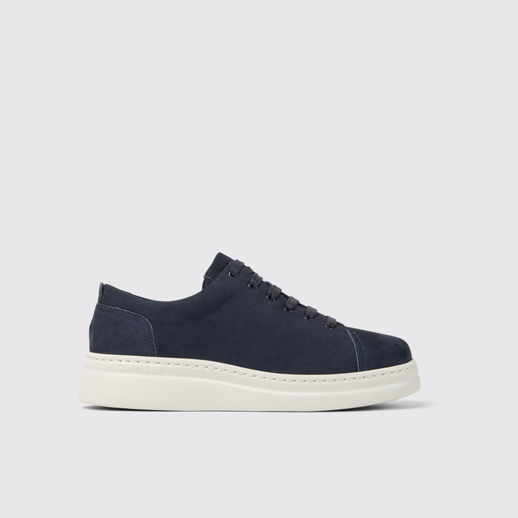 Side view of Runner Up Blue Nubuck Sneakers for Women.