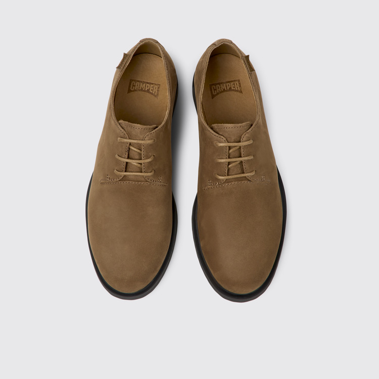 Overhead view of Iman Brown nubuck shoes for women