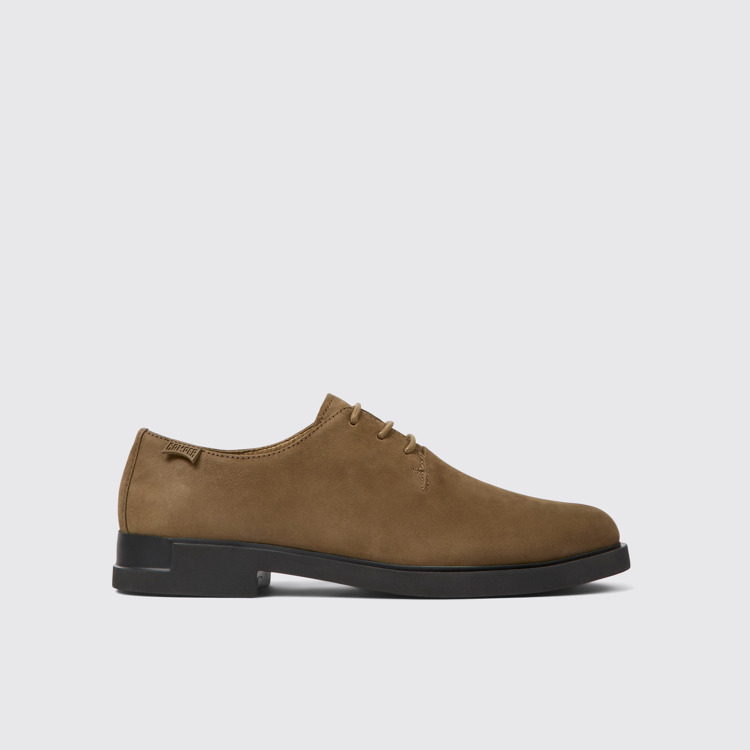 Side view of Iman Brown nubuck shoes for women