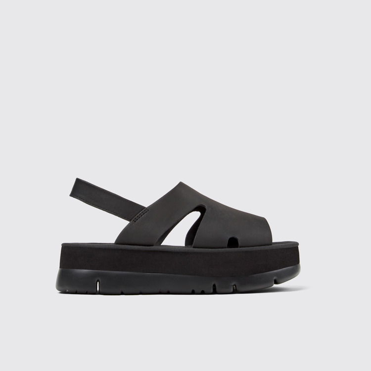 Side view of Oruga Up Black Sandal for Women