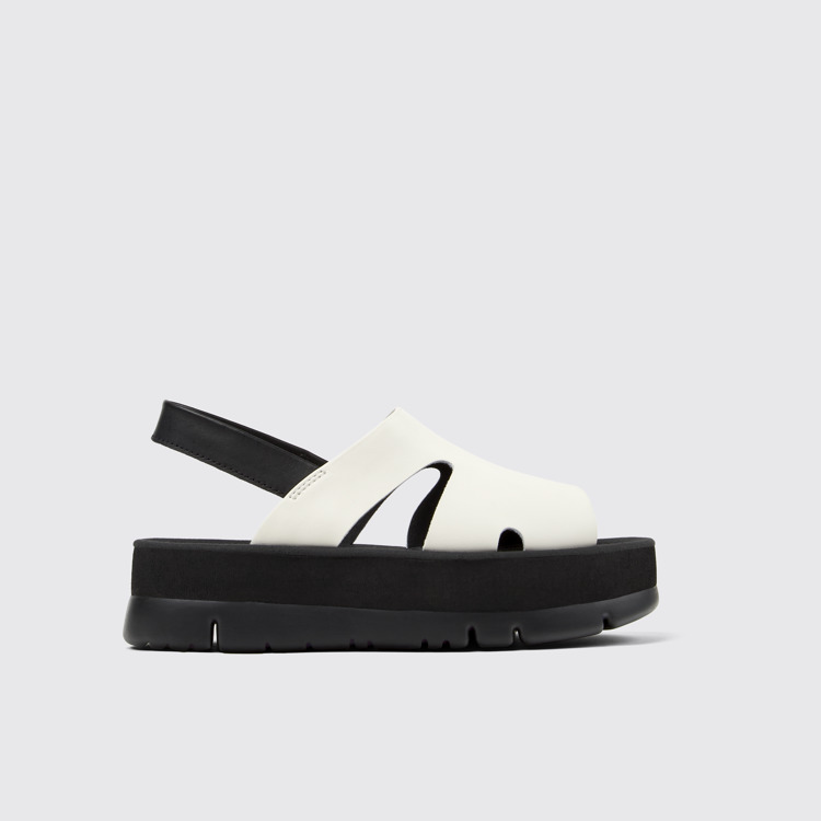 Side view of Oruga Up White Sandal for Women