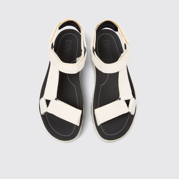 Overhead view of Oruga Up White sandal for women