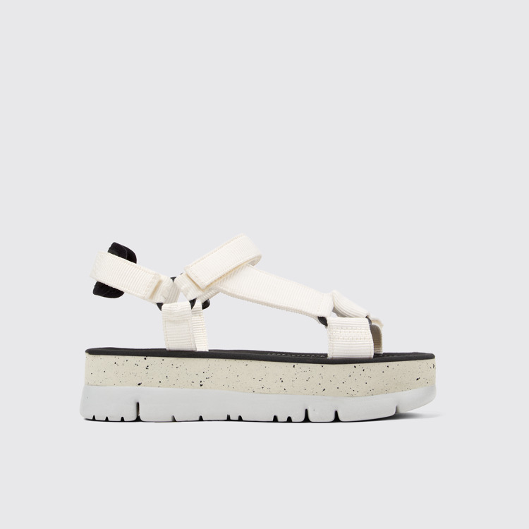 Side view of Oruga Up White sandal for women