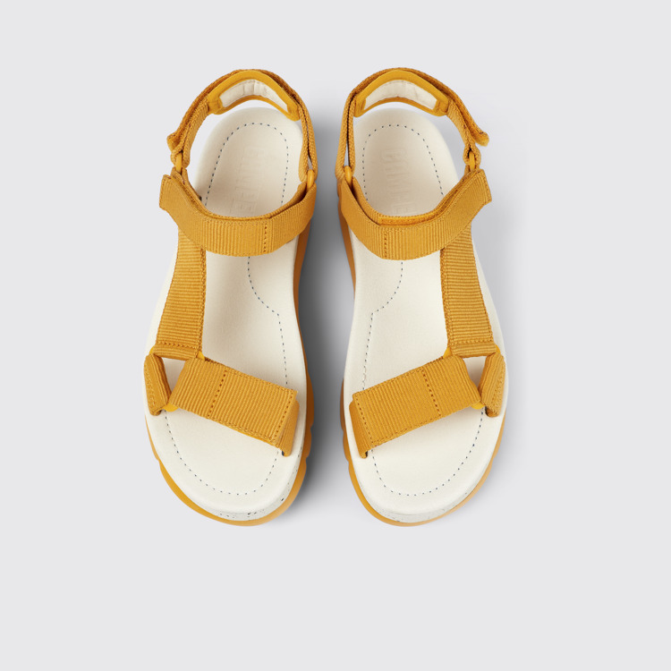 Overhead view of Oruga Up Orange Textile Sandal for Women