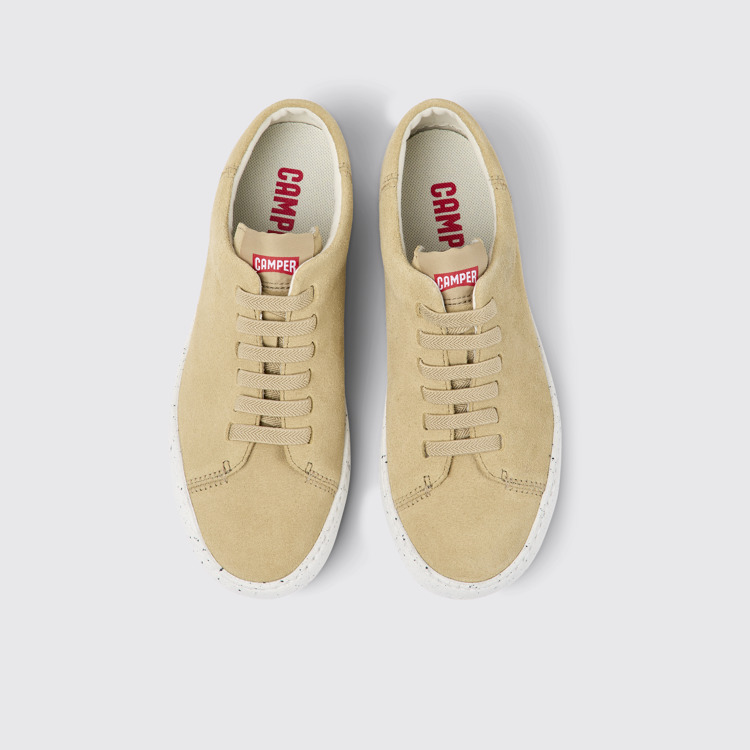 Overhead view of Peu Touring Beige nubuck sneakers for women