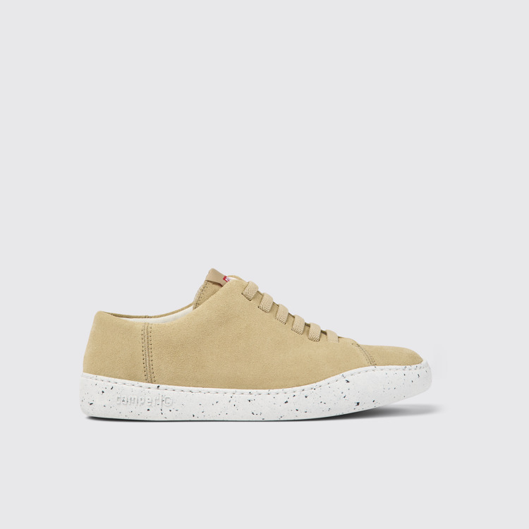 Side view of Peu Touring Beige nubuck sneakers for women