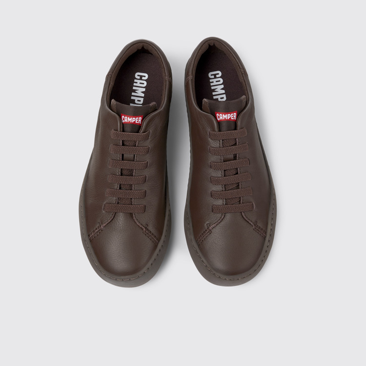 Overhead view of Peu Touring Burgundy leather sneakers for women