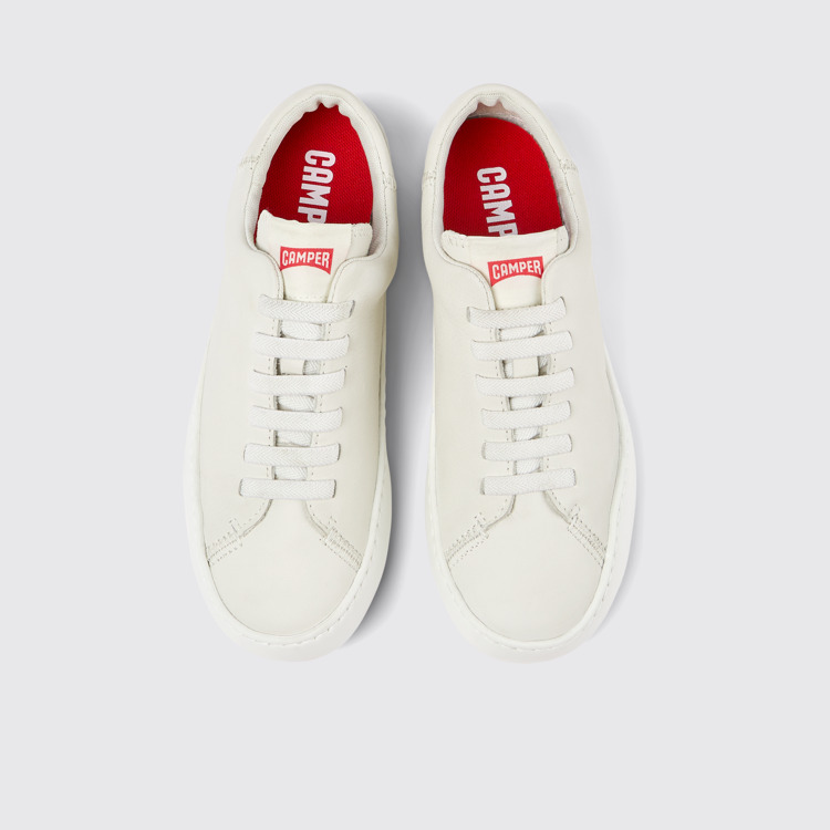 Overhead view of Peu Touring White Leather Sneakers for Women.