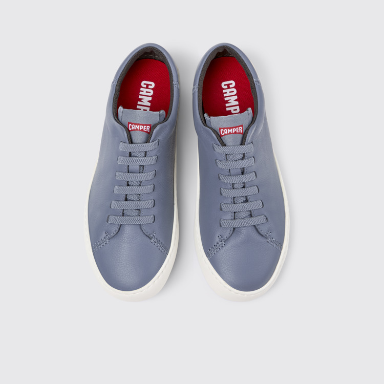 Overhead view of Peu Touring Gray leather sneakers for women