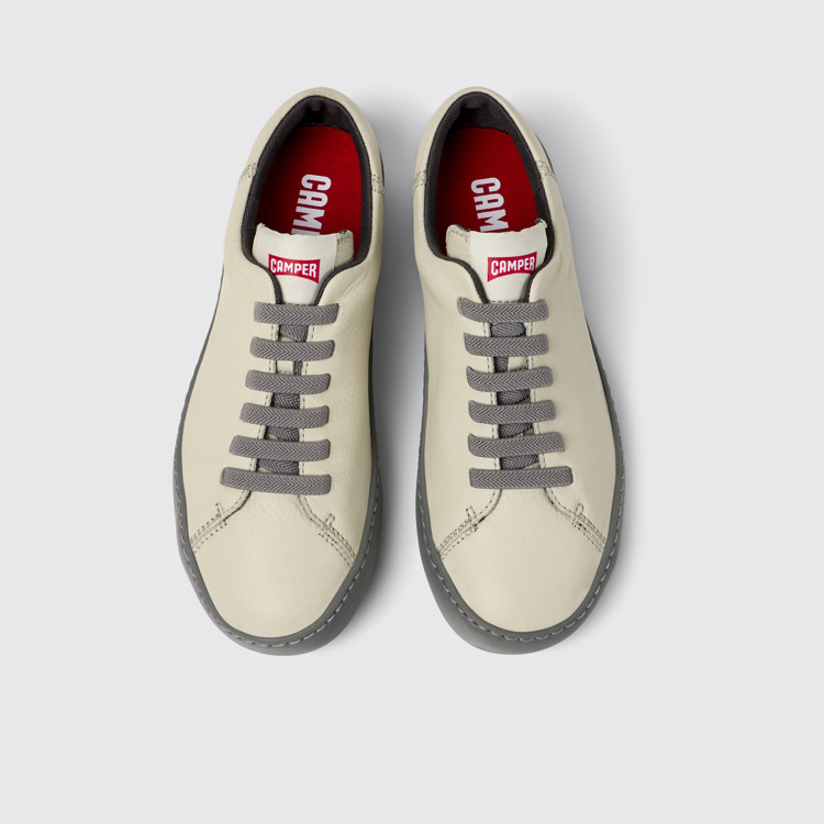 Overhead view of Peu Touring Gray leather sneakers for women