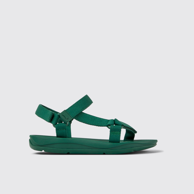 Side view of Match Green textile sandals for women