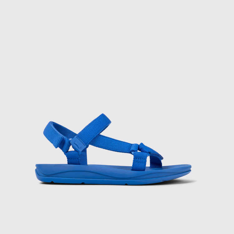 Side view of Match Blue Textile Sandal for Women