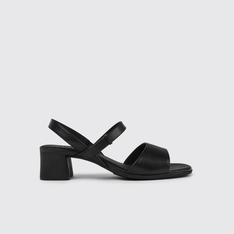 Side view of Katie Women’s black strappy sandal