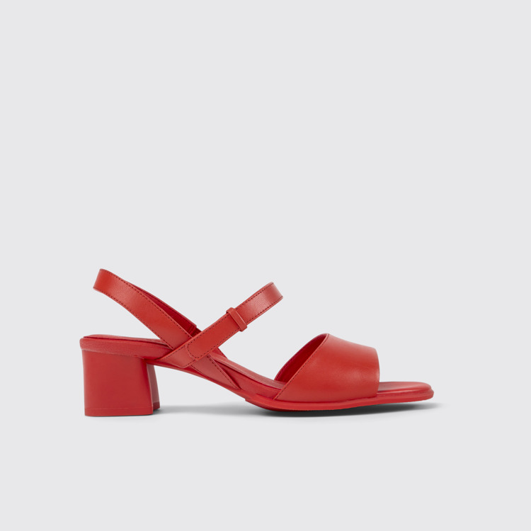 Side view of Katie Red sandal for women