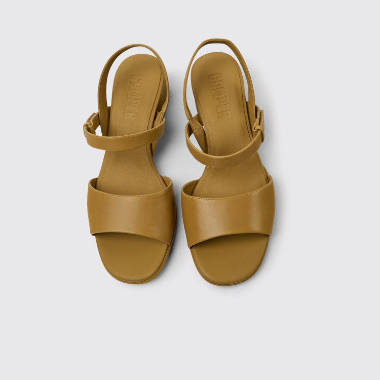 Overhead view of Katie Brown leather sandals for women