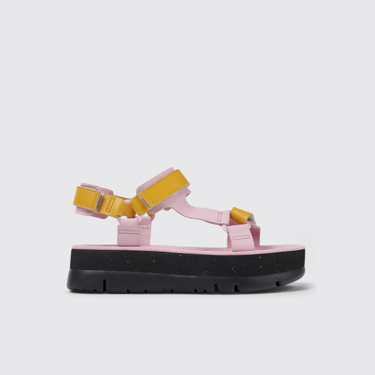 Side view of Oruga Up Multicolored Leather Sandal for Women