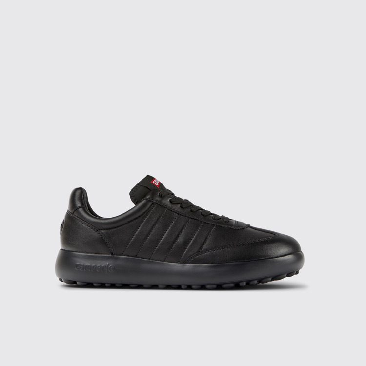 Side view of Pelotas XLite Black Leather and Textile Sneakers for Women